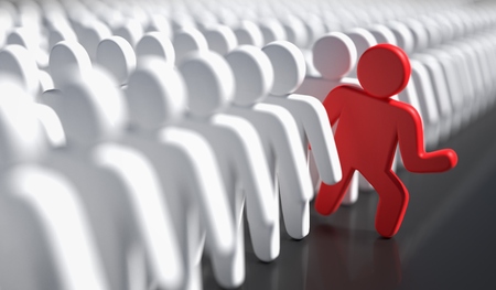 Liadership, difference and standing out of crowd concept. 3D rendered illustration.の写真素材