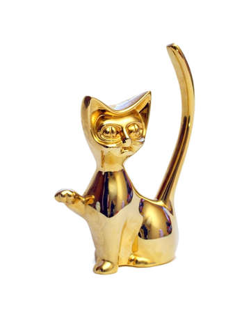 Gold cat isolated object on the white background.の写真素材