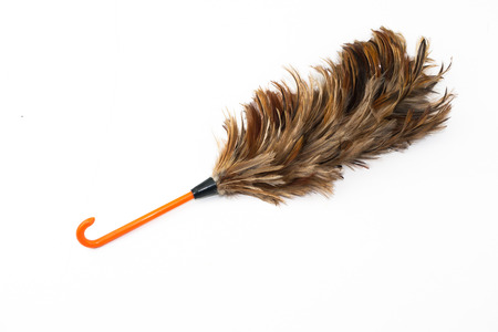 Feather broom for cleaning isolated on white background