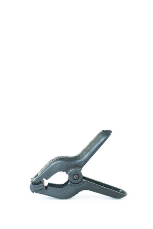 Black Plastic Clamp isolated on white backgroundの写真素材
