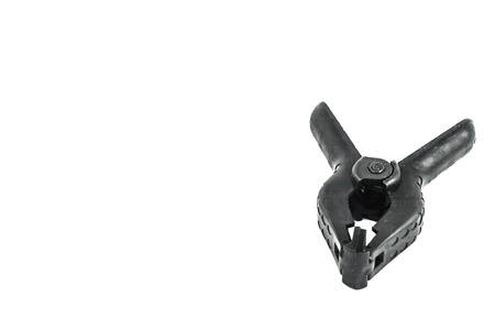 Black Plastic Clamp isolated on white backgroundの写真素材