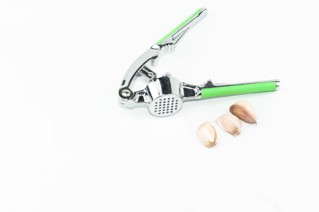 Grinding hard shell crab tool crushed garlic tool isolate on white backgroundの写真素材