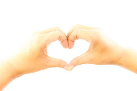 Heart Sign of love, Man hand make a heart sign of love, Love symbol,の写真素材