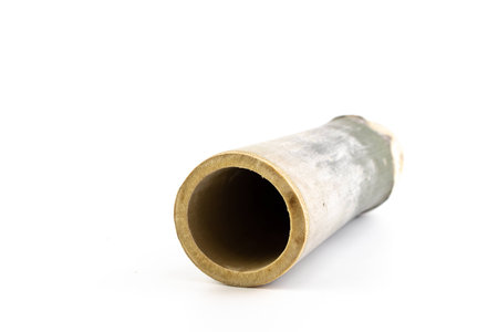 Bamboo tube isolated on white background, Hole of bamboo tubeの写真素材