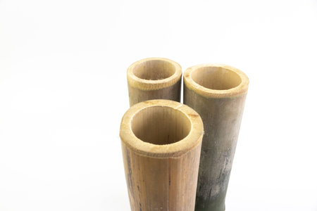 Bamboo tube isolated on white background, Hole of bamboo tubeの写真素材