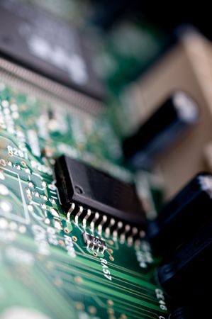 Extreme close-up of a circuit board		
