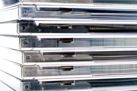 Horizontal image of a stack of CDsの写真素材