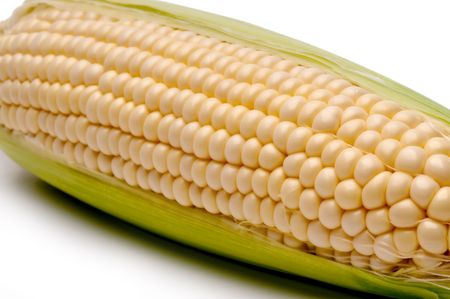 Horizontal close up of a cob of cornの写真素材