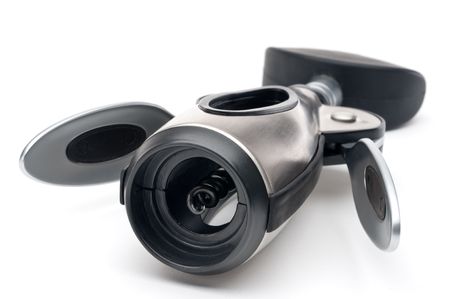 Horizontal shallow focus corkscrew on whiteの写真素材