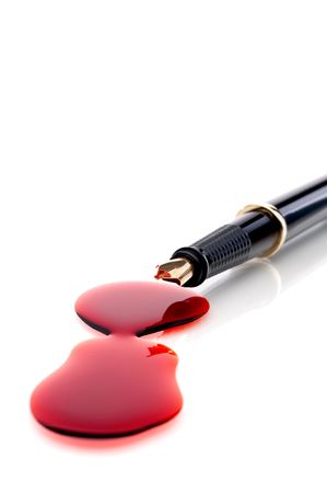 Close up of a pen and blood の写真素材