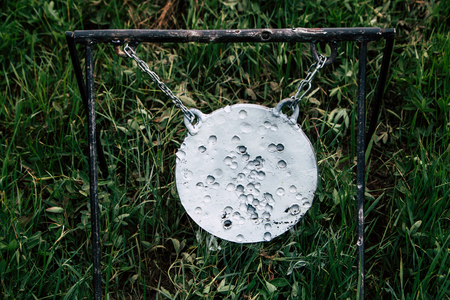 Target for shooting. On a green backgroundの写真素材