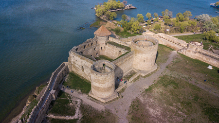 Ukraine. Belgorod-Dniester. View of the Akkerman fortress from the drone. Types of Ukraine. Tourism in the countryの写真素材