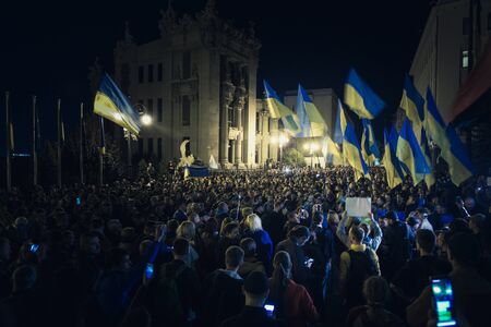 20.10.2019 Ukraine. Kyiv. A protest near the presidential administration of Ukraine against the signing of the Steinmeier forumのeditorial素材