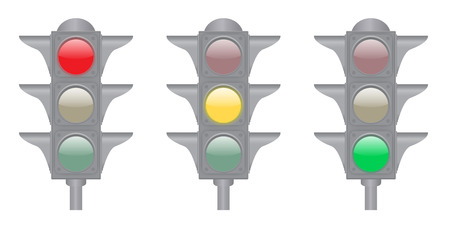 Set of green, yellow and red lights isolated on the white backgroundのイラスト素材