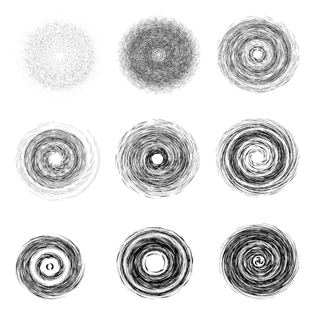 Set of black scribble circles isolated on the white backgroundのイラスト素材
