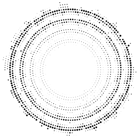 Halftone dotted background circularly distributed. Halftone effect vector pattern. 
Circle dots isolated on the white background.のイラスト素材