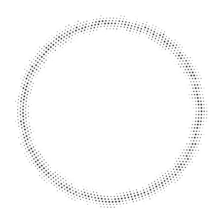Halftone dotted background circularly distributed. Halftone effect vector pattern. 
Circle dots isolated on the white background.のイラスト素材