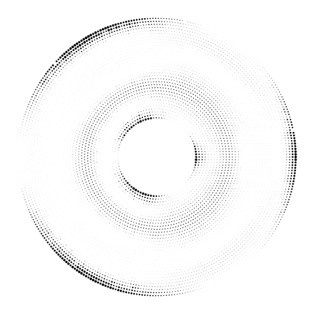 Halftone dotted background circularly distributed. Halftone effect vector pattern. Circle dots isolated on the white background.のイラスト素材