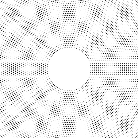 Halftone dotted background circularly distributed. Halftone effect vector pattern. Circle dots isolated on the white background.のイラスト素材