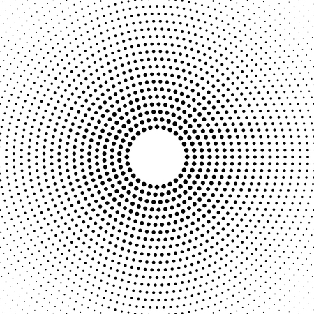 Halftone dotted background circularly distributed. Halftone effect vector pattern. Circle dots isolated on the white background.のイラスト素材