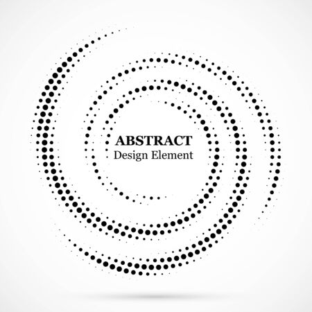 Halftone dotted background circularly distributed. Halftone effect vector pattern.Circle dots isolated on white background. Isolated circle dots vector texture.のイラスト素材