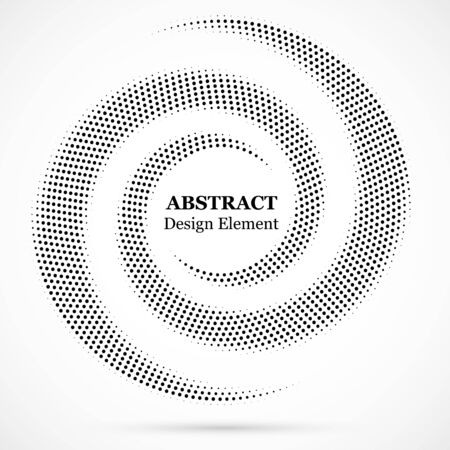Black abstract vector circle frame halftone dots design element.Halftone effect vector pattern for your design. Circle dots isolated on the white background for advertisement.のイラスト素材