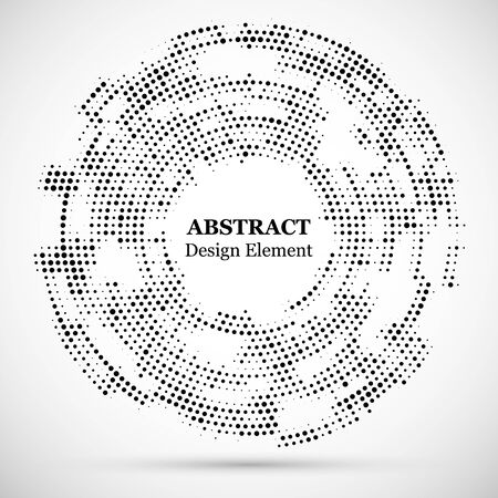 Abstract dotted halftone modern pattern background.Black decorative design halftone round circle elements isolated on white.Circular abstract vector background consisting of dots.のイラスト素材
