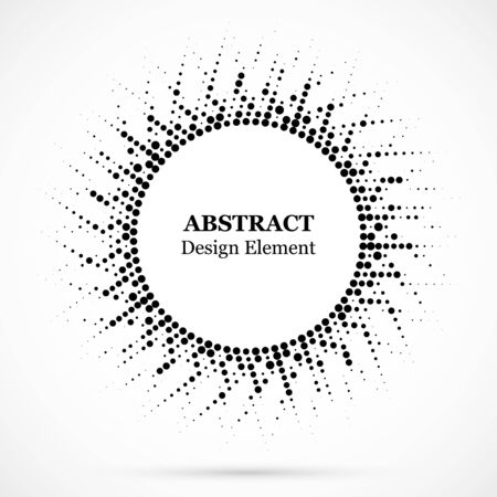 Black abstract vector circle frame halftone dots design element.Halftone effect vector pattern for your design. Circle dots isolated on the white background for advertisement.のイラスト素材