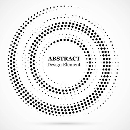 Halftone dotted background circularly distributed. Halftone effect vector pattern.Circle dots isolated on white background. Isolated circle dots vector texture.のイラスト素材