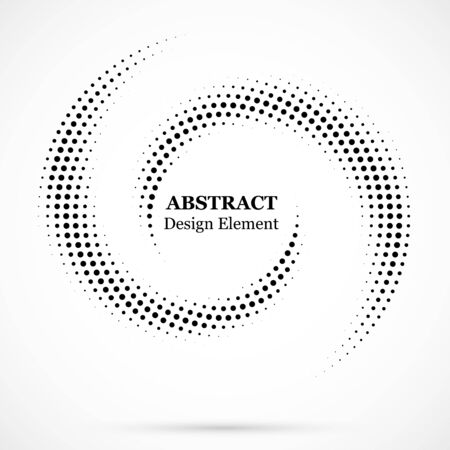 Halftone dotted background circularly distributed. Halftone effect vector pattern.Circle dots isolated on white background. Isolated circle dots vector texture.のイラスト素材