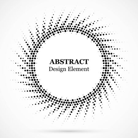 Halftone dotted background circularly distributed. Halftone effect vector pattern. Circle dots isolated on the white background.のイラスト素材
