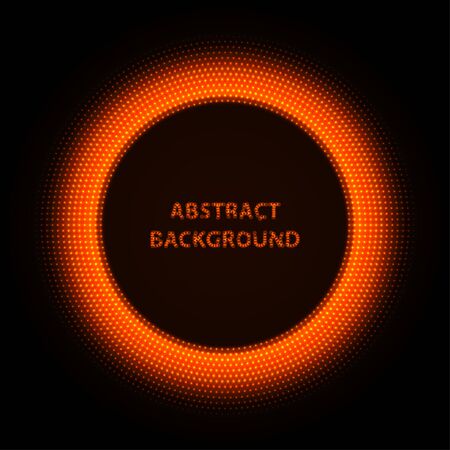 Abstract stipple background. Red Luminous circles. Crimson elegant glowing circle. Maroon  light ring. Cherry Sparking particles. Colorful ellipse. Bright border.のイラスト素材
