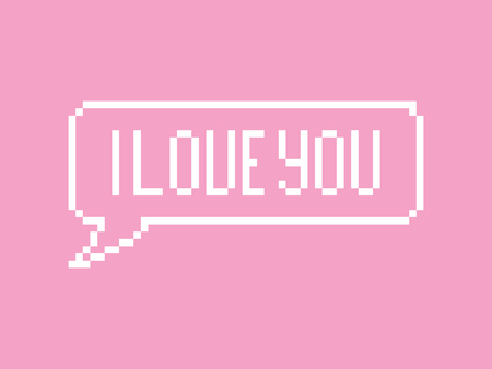 I love you typography pixel art on pink backgroundのイラスト素材