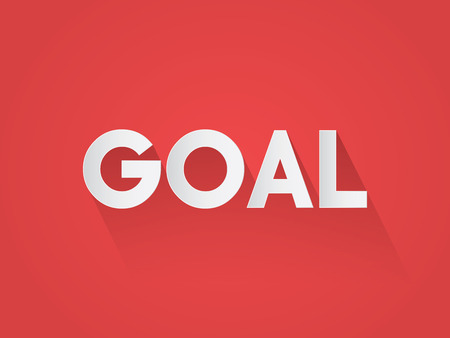Goal typography paper art and craft style on red backgroundのイラスト素材