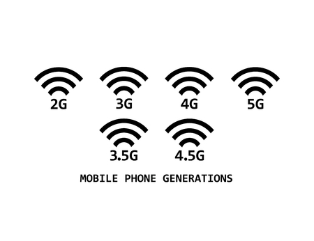 Signal mobile phone generations icon set vector illustration on white background.のイラスト素材