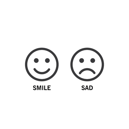 Smile and sad icon vector illustration on white background.のイラスト素材