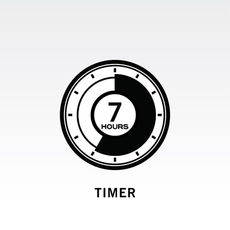 Timer icon vector illustration on light gray background. 7 hours timer.のイラスト素材