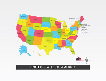 Colorful map of USA on gray background.のイラスト素材