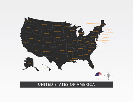 Map of USA on gray background.のイラスト素材
