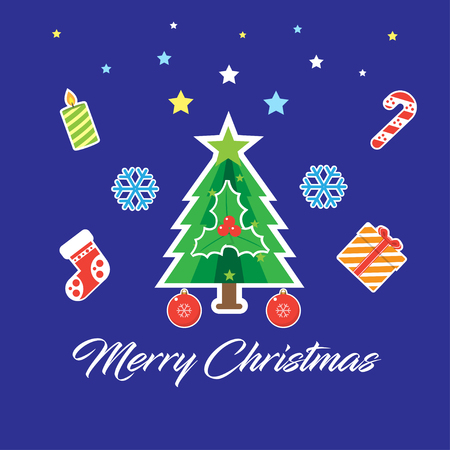Merry Christmas ornaments vector illustration.のイラスト素材