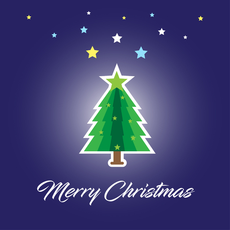 Merry Christmas tree with stars vector illustration.のイラスト素材