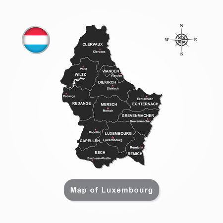 Black map of Luxembourg vector illustration.のイラスト素材