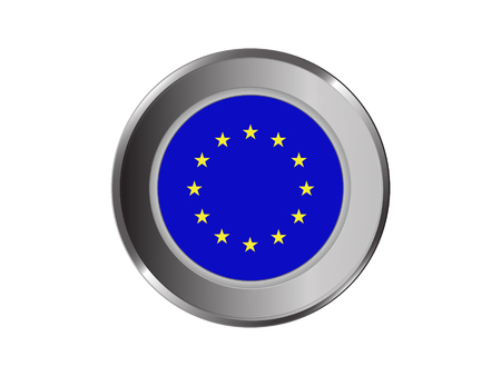 Flag of European Union in shiny circle vector illustration.のイラスト素材