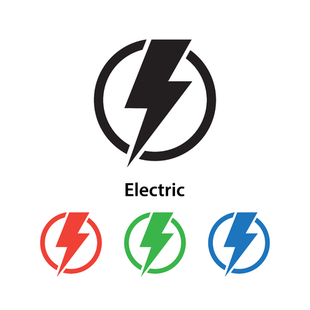 Electric icon vector illustration on white background with different color set.のイラスト素材