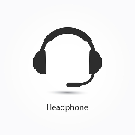 Headphone icon vector illustration on light gray background.のイラスト素材