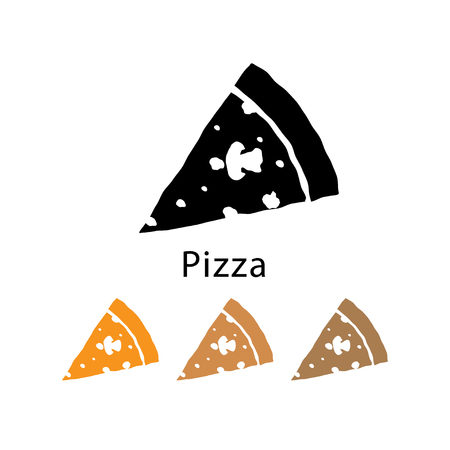 Pizza icon vector illustration on white background with different color set.のイラスト素材
