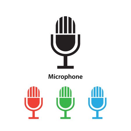 Microphone icon vector illustration on white background with different color set.のイラスト素材
