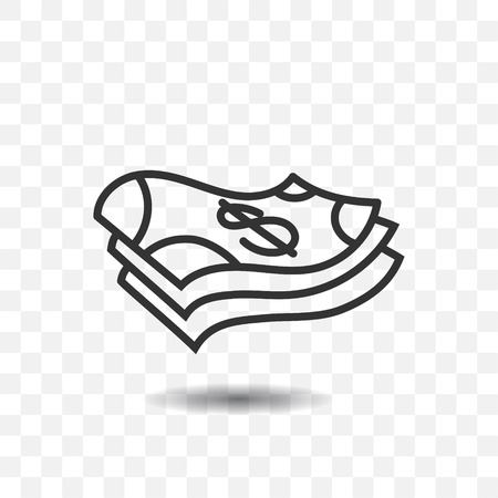 Cash paper money icon with shadow on transparent background.のイラスト素材