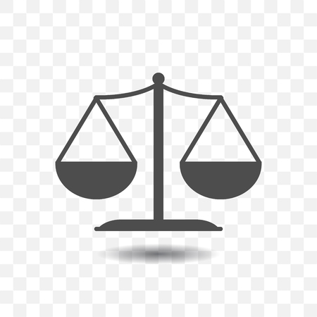 Outlined scale balance icon with shadow on transparent background. Justice concept design.のイラスト素材