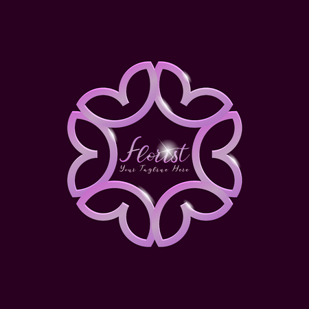 Pink Florist logo concept design template for Cosmetics, Spa, Beauty salon, Decoration, Boutique logo. Luxury, Business, Royal Jewelry.のイラスト素材